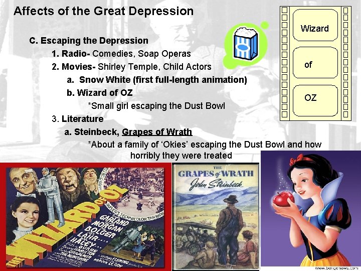 Affects of the Great Depression Wizard C. Escaping the Depression 1. Radio- Comedies, Soap