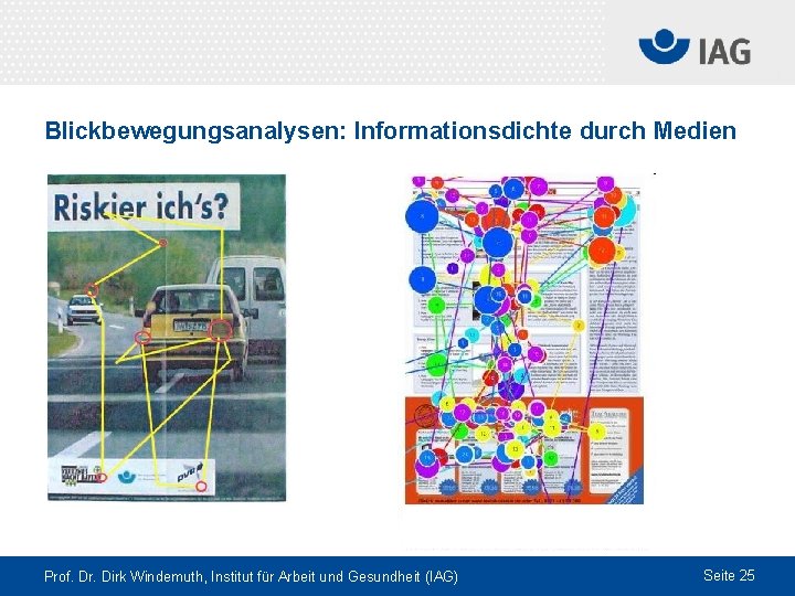 Blickbewegungsanalysen: Informationsdichte durch Medien Prof. Dr. Dirk Windemuth, Institut für Arbeit und Gesundheit (IAG)