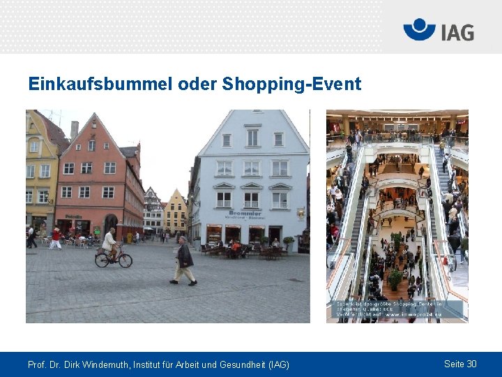 Einkaufsbummel oder Shopping-Event Prof. Dr. Dirk Windemuth, Institut für Arbeit und Gesundheit (IAG) Seite