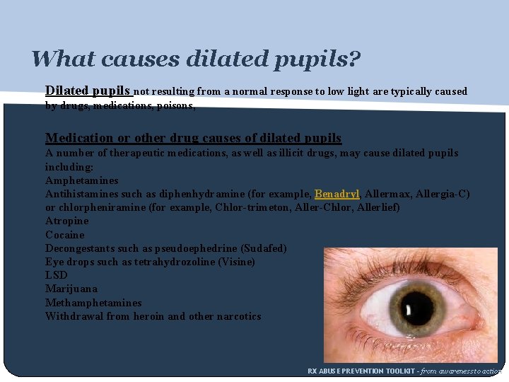 What causes dilated pupils? Dilated pupils not resulting from a normal response to low