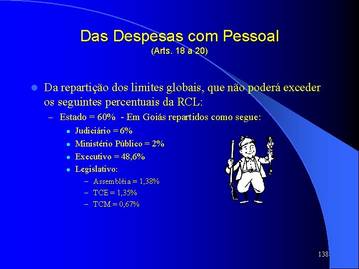 Das Despesas com Pessoal (Arts. 18 a 20) l Da repartição dos limites globais,