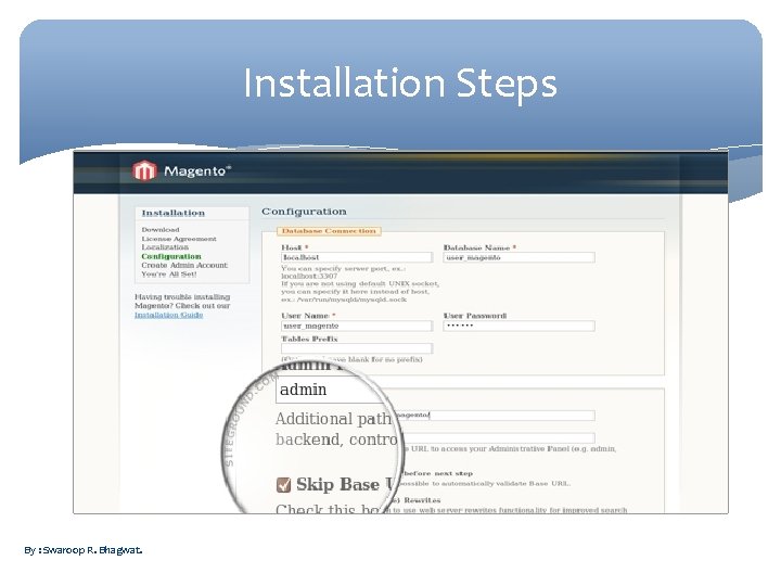 Installation Steps By : Swaroop R. Bhagwat. 