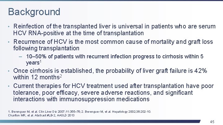 Background • Reinfection of the transplanted liver is universal in patients who are serum