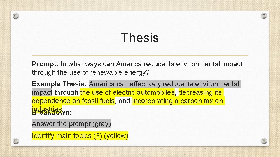 Thesis Prompt: In what ways can America reduce its environmental impact through the use