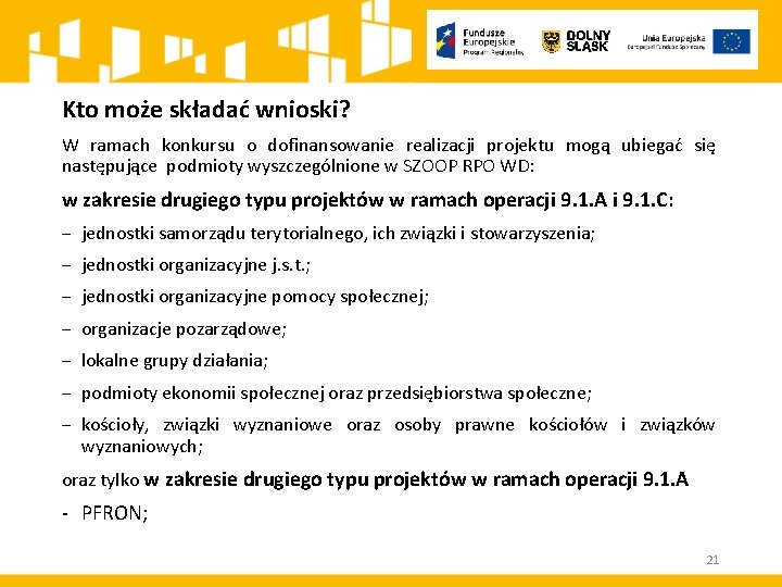 Kto może składać wnioski? W ramach konkursu o dofinansowanie realizacji projektu mogą ubiegać się