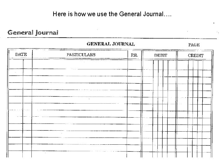 Here is how we use the General Journal…. 