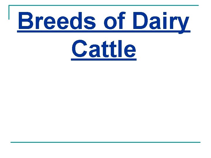 Breeds of Dairy Cattle 