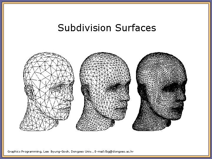 Subdivision Surfaces Graphics Programming, Lee Byung-Gook, Dongseo Univ. , E-mail: lbg@dongseo. ac. kr 