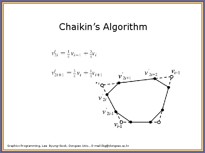 Chaikin’s Algorithm Graphics Programming, Lee Byung-Gook, Dongseo Univ. , E-mail: lbg@dongseo. ac. kr 