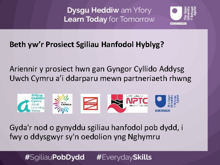 Beth yw’r Prosiect Sgiliau Hanfodol Hyblyg? Ariennir y prosiect hwn gan Gyngor Cyllido Addysg