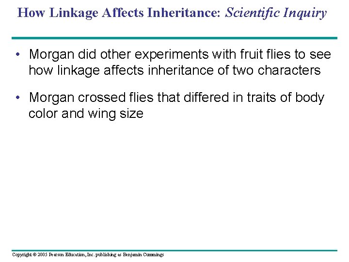 How Linkage Affects Inheritance: Scientific Inquiry • Morgan did other experiments with fruit flies