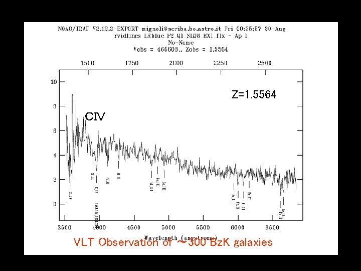 Z=1. 5564 ＣＩＶ VLT Observation of ～ 300 Bz. K galaxies 