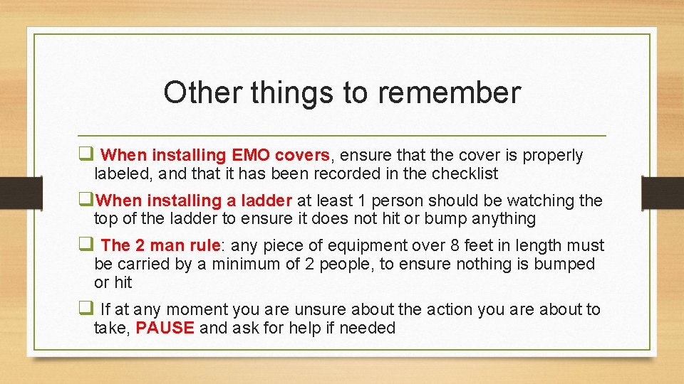 Other things to remember q When installing EMO covers, ensure that the cover is