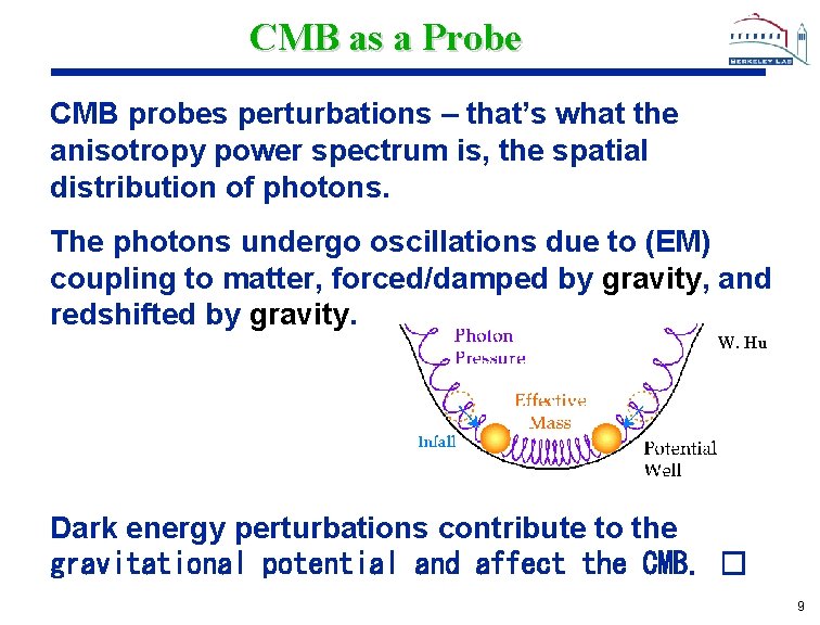 CMB as a Probe CMB probes perturbations – that’s what the anisotropy power spectrum