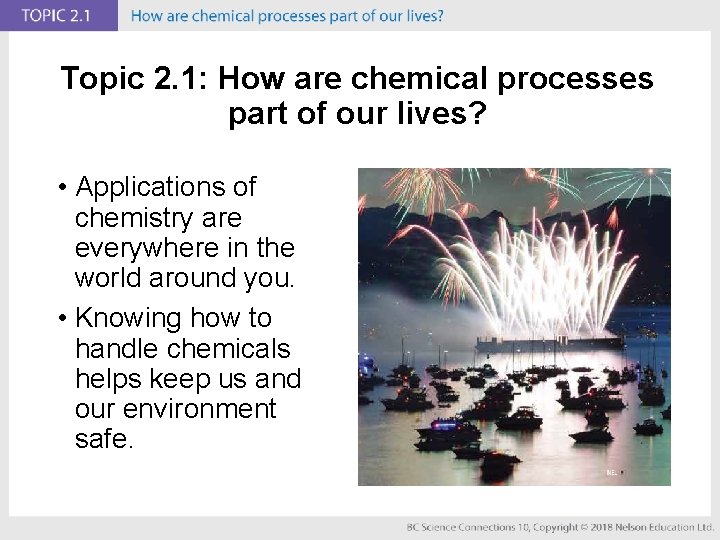 Topic 2. 1: How are chemical processes part of our lives? • Applications of