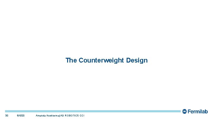 The Counterweight Design 30 8/5/20 Amanda Hoeksema| AD ROBOTICS CCI The Counterweight Design 30 8/5/20 Amanda Hoeksema| AD ROBOTICS CCI