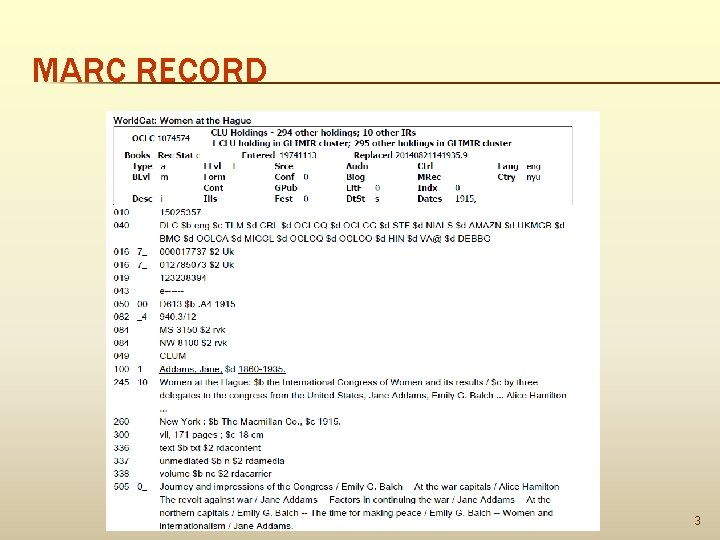 MARC RECORD 3 