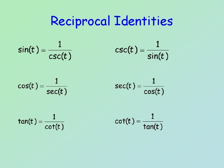 Reciprocal Identities 
