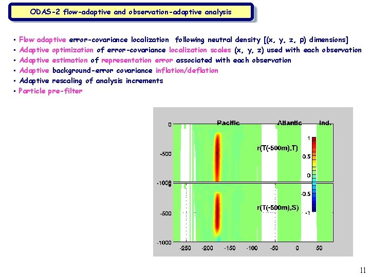 ODAS-2 flow-adaptive and observation-adaptive analysis • • • Flow adaptive error-covariance localization following neutral