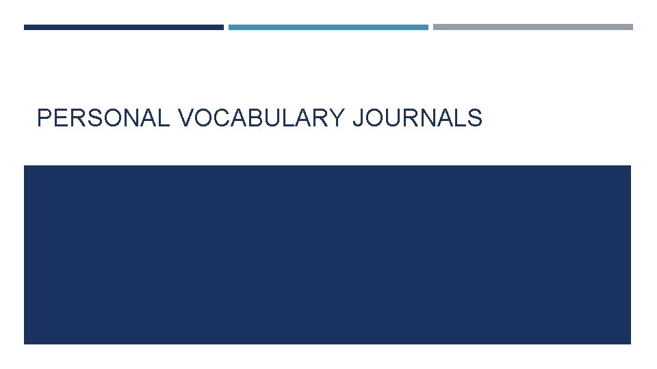 PERSONAL VOCABULARY JOURNALS 