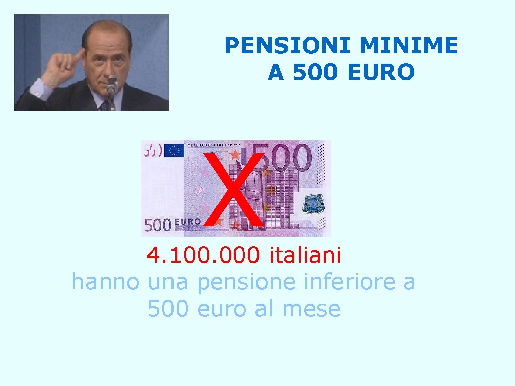 PENSIONI MINIME A 500 EURO X 4. 100. 000 italiani hanno una pensione inferiore