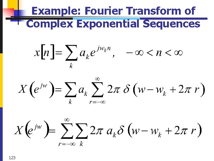 Example: Fourier Transform of Complex Exponential Sequences 123 