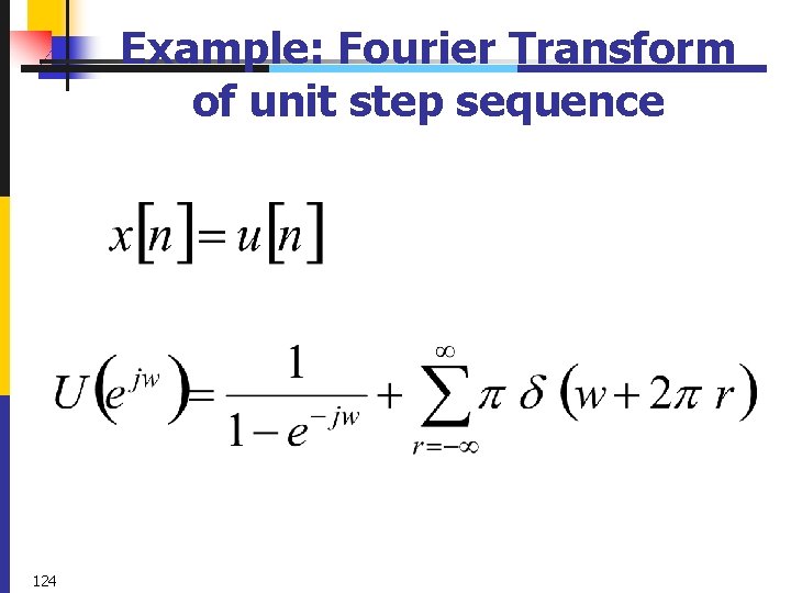 Example: Fourier Transform of unit step sequence 124 