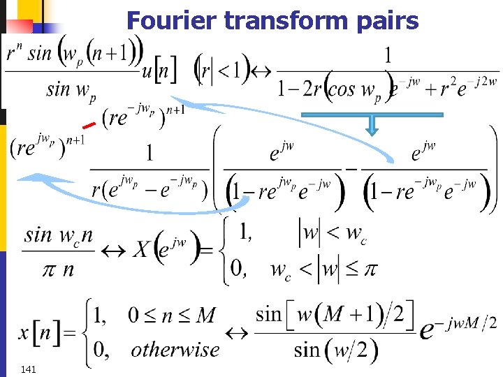 Fourier transform pairs 141 