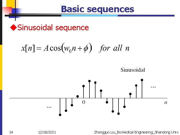 Basic sequences u. Sinusoidal sequence 14 12/18/2021 Zhongguo Liu_Biomedical Engineering_Shandong Univ. 