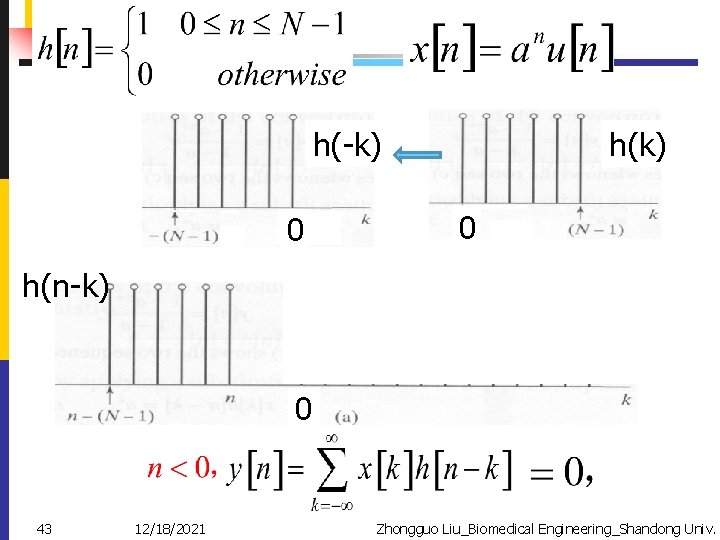 h(k) h(-k) 0 0 h(n-k) x(k) 0 43 12/18/2021 Zhongguo Liu_Biomedical Engineering_Shandong Univ. 