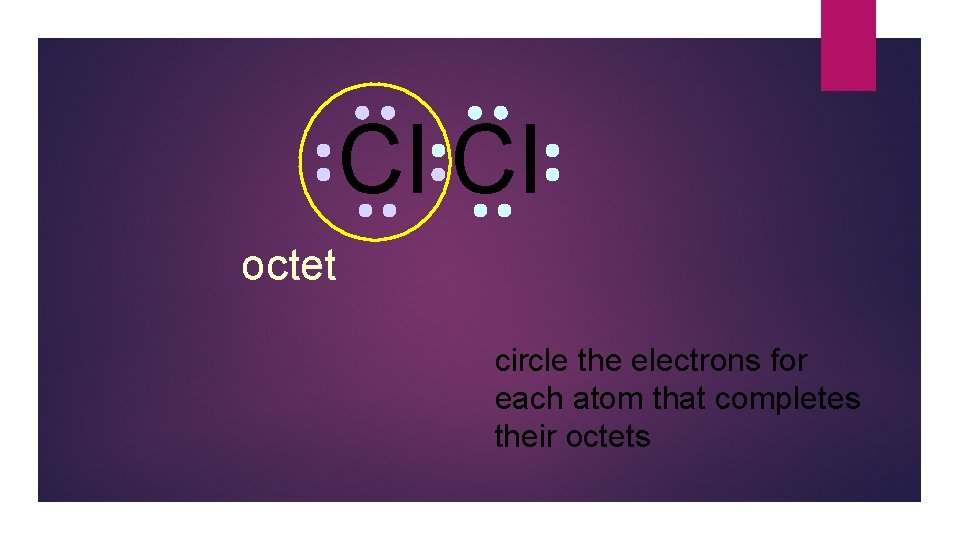 Cl Cl octet circle the electrons for each atom that completes their octets 