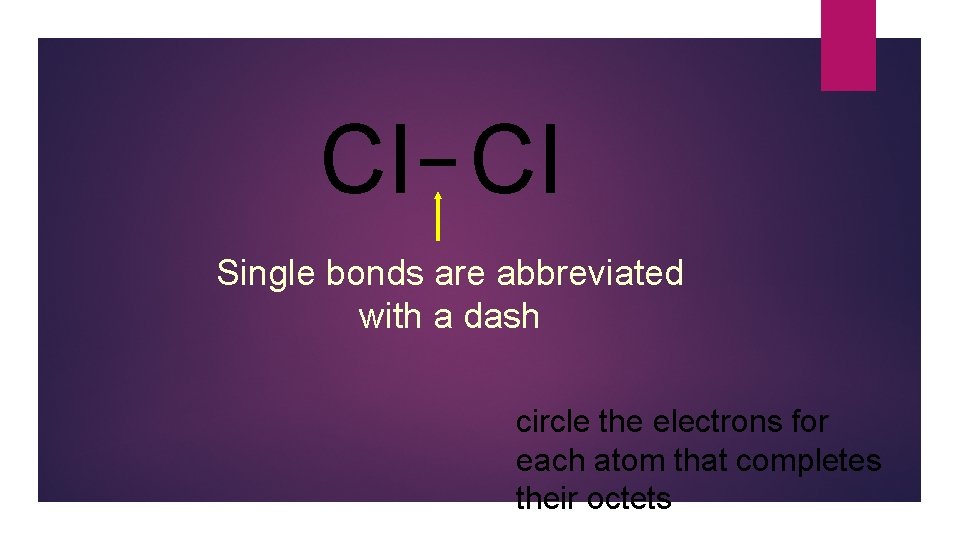Cl Cl Single bonds are abbreviated with a dash circle the electrons for each