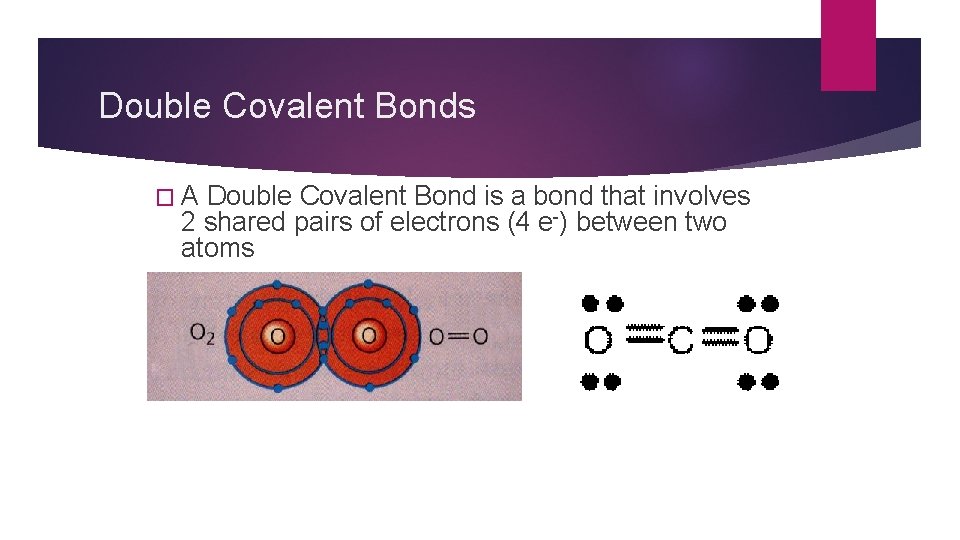 Double Covalent Bonds �A Double Covalent Bond is a bond that involves 2 shared