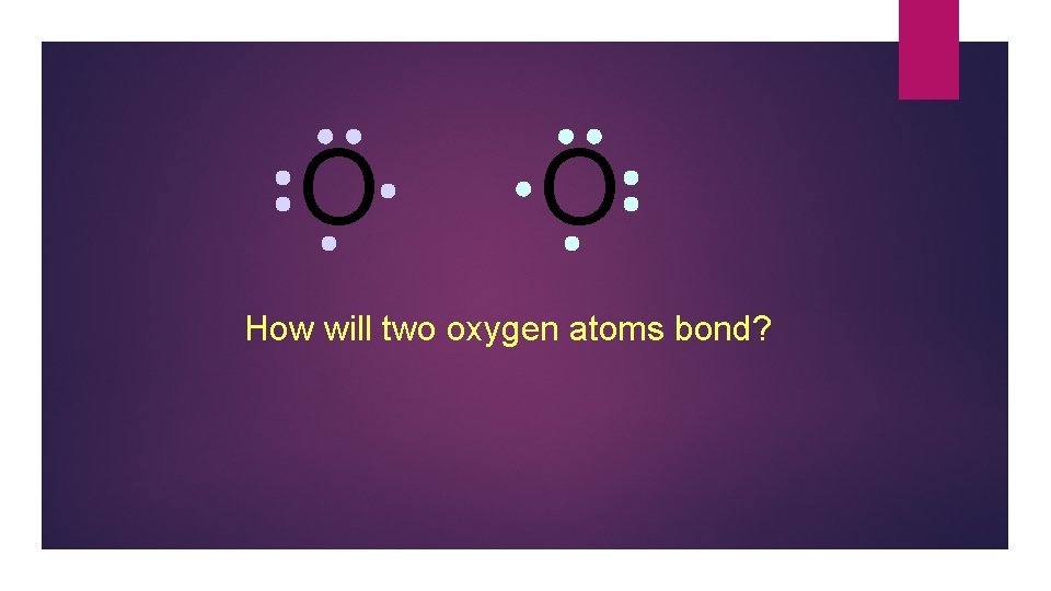 O O How will two oxygen atoms bond? 