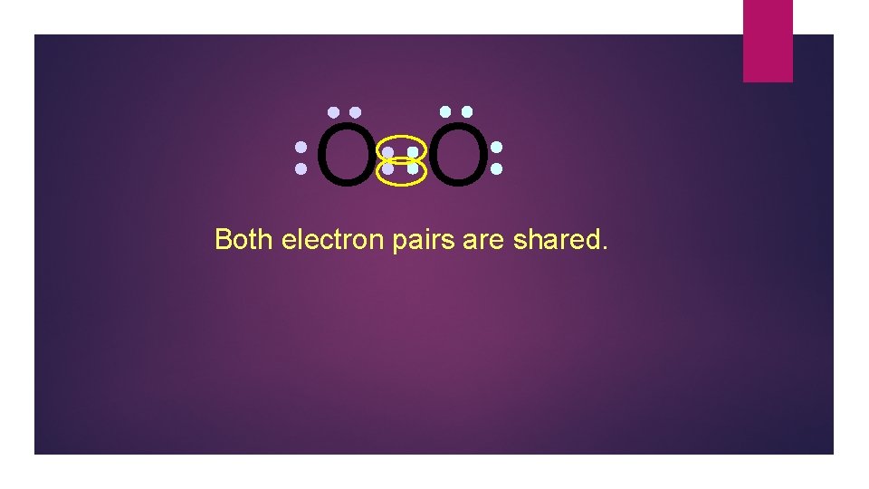 O O Both electron pairs are shared. 