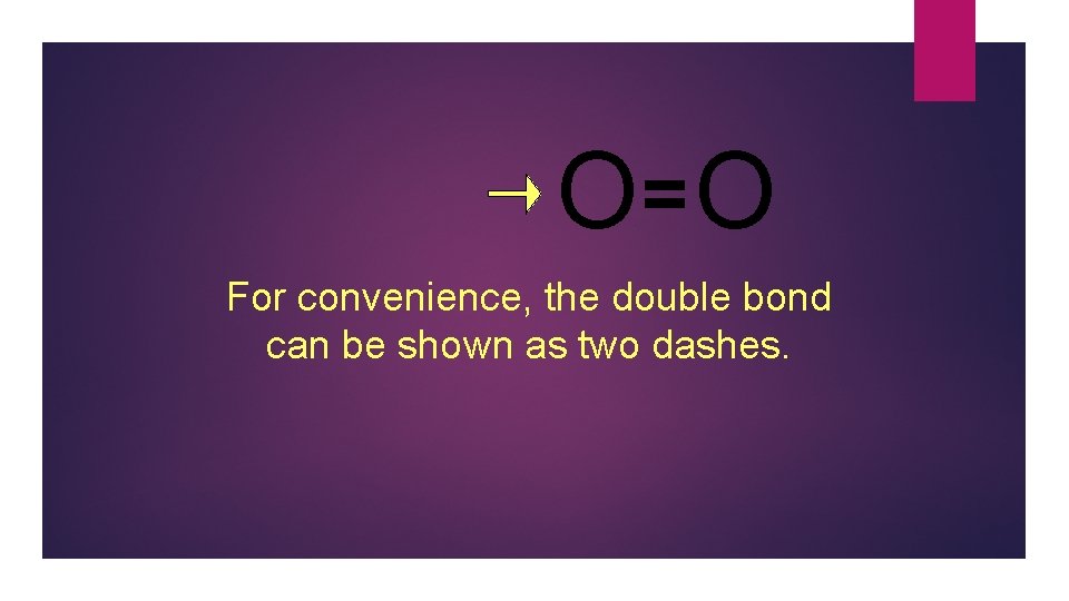 O= O For convenience, the double bond can be shown as two dashes. 