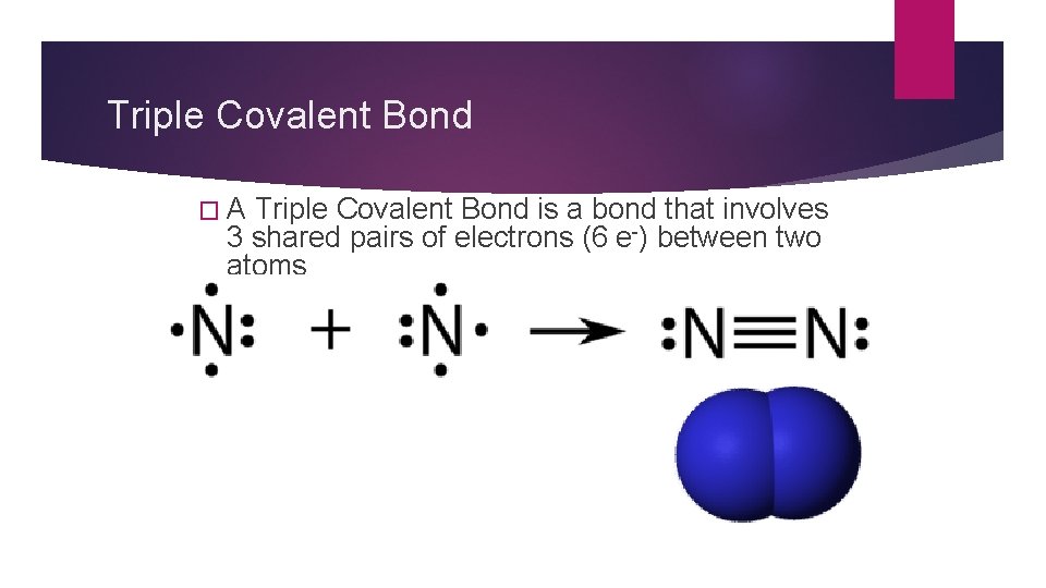 Triple Covalent Bond �A Triple Covalent Bond is a bond that involves 3 shared