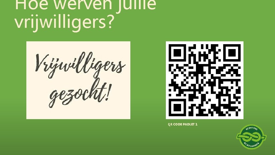 Hoe werven jullie vrijwilligers? QR CODE PADLET 1 