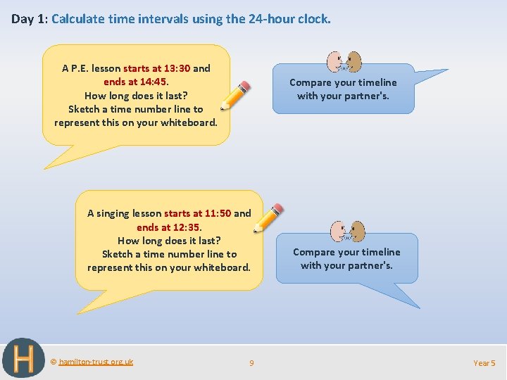 Day 1: Calculate time intervals using the 24 -hour clock. A P. E. lesson