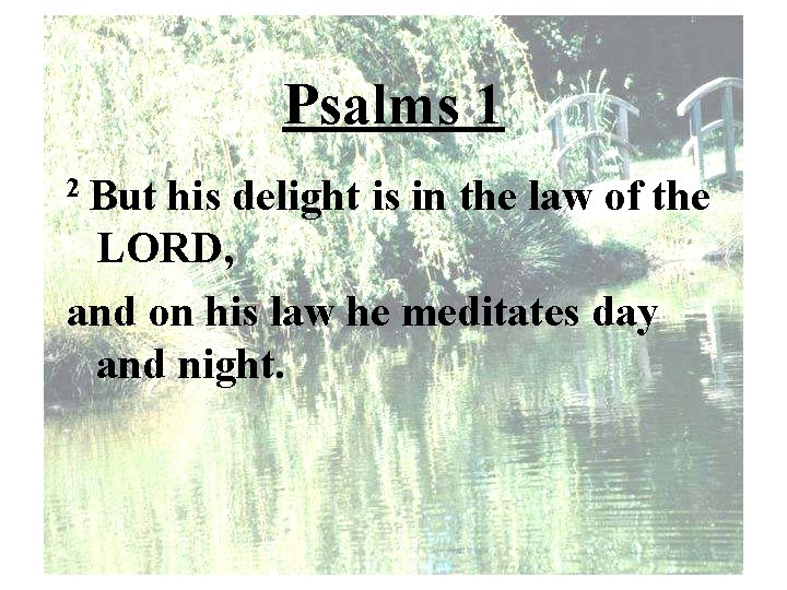 Psalms 1 2 But his delight is in the law of the LORD, and