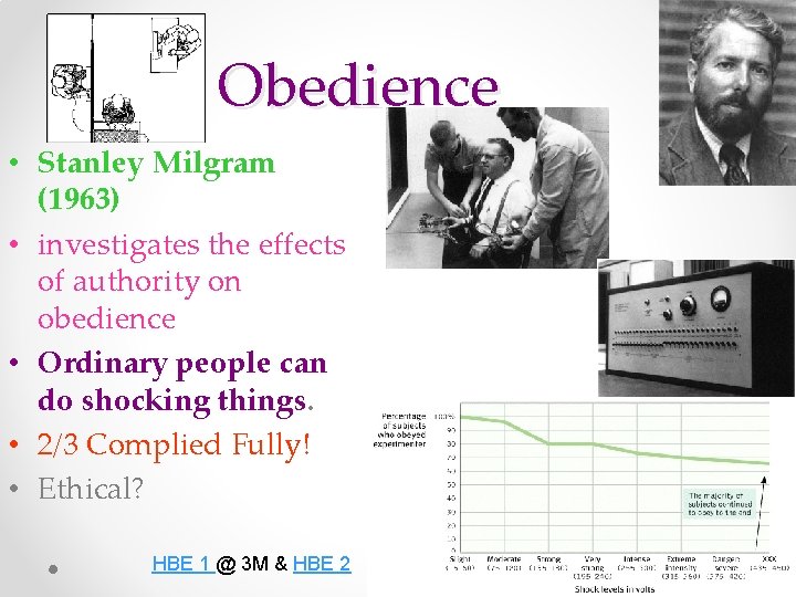 Obedience • Stanley Milgram (1963) • investigates the effects of authority on obedience •