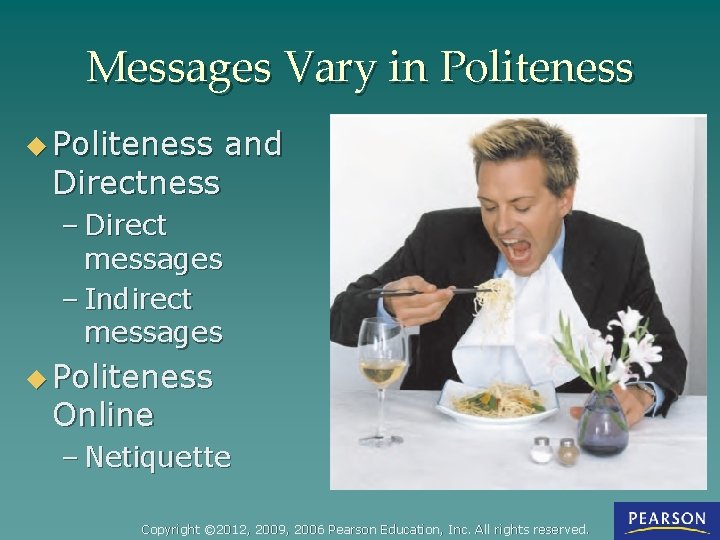 Messages Vary in Politeness u Politeness Directness and – Direct messages – Indirect messages