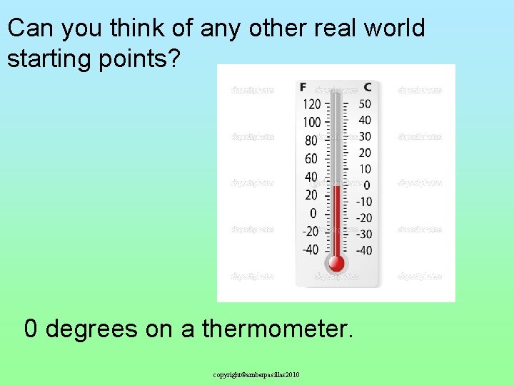 Can you think of any other real world starting points? 0 degrees on a