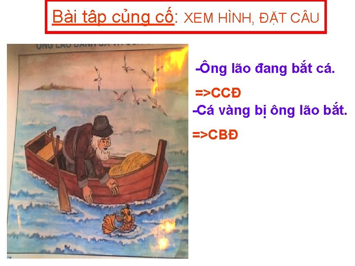 Bài tập củng cố: XEM HÌNH, ĐẶT C U Ông lão đang bắt cá.