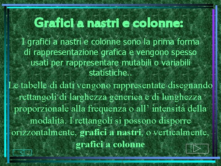 Grafici a nastri e colonne: I grafici a nastri e colonne sono la prima