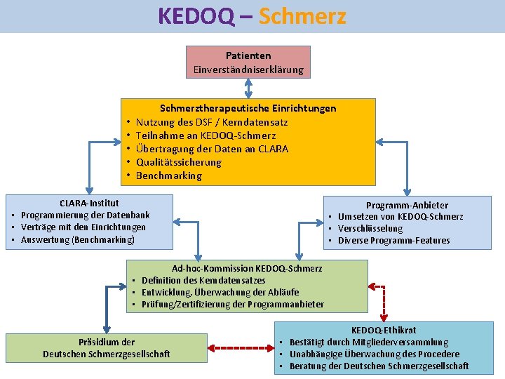 KEDOQ – Schmerz Patienten Einverständniserklärung • • • Schmerztherapeutische Einrichtungen Nutzung des DSF /