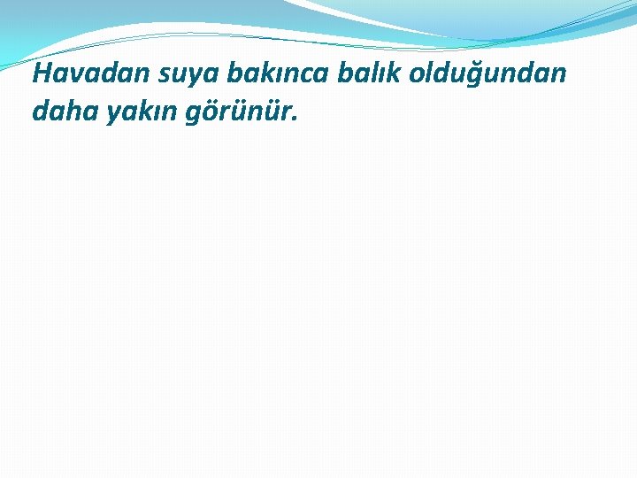 Havadan suya bakınca balık olduğundan daha yakın görünür. 