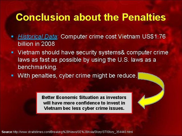 Conclusion about the Penalties § Historical Data: Computer crime cost Vietnam US$1. 76 billion