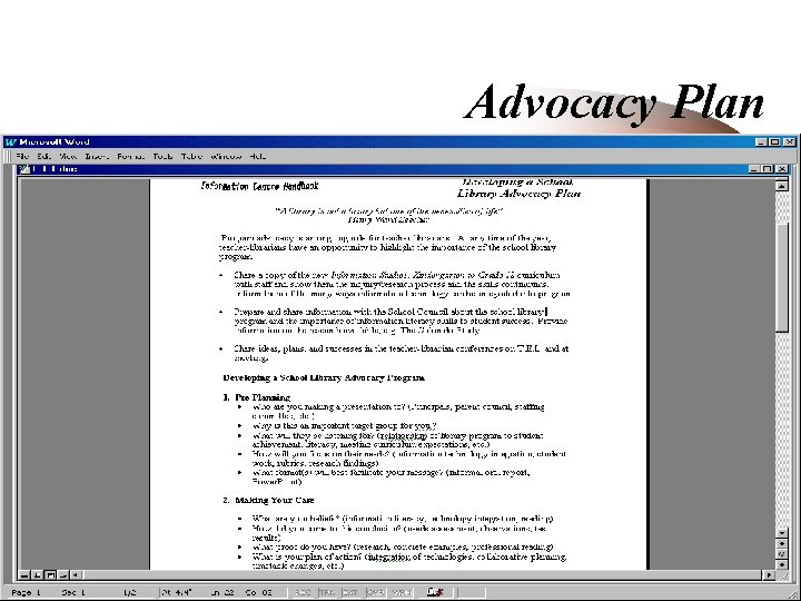 Advocacy Plan 