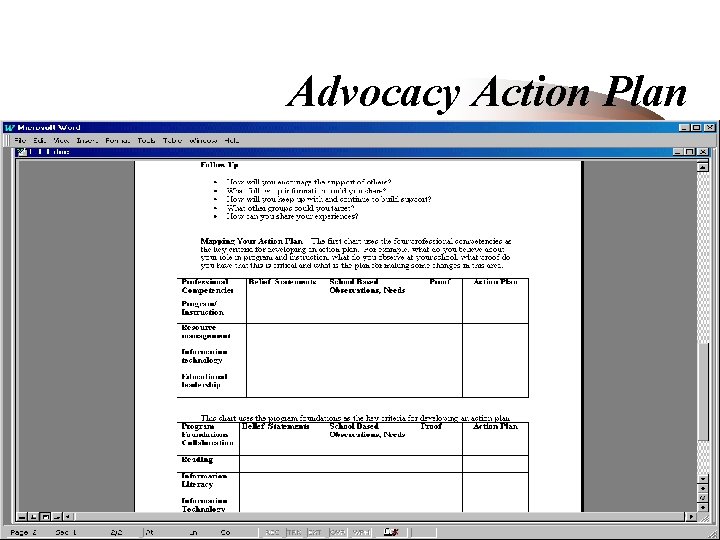 Advocacy Action Plan 